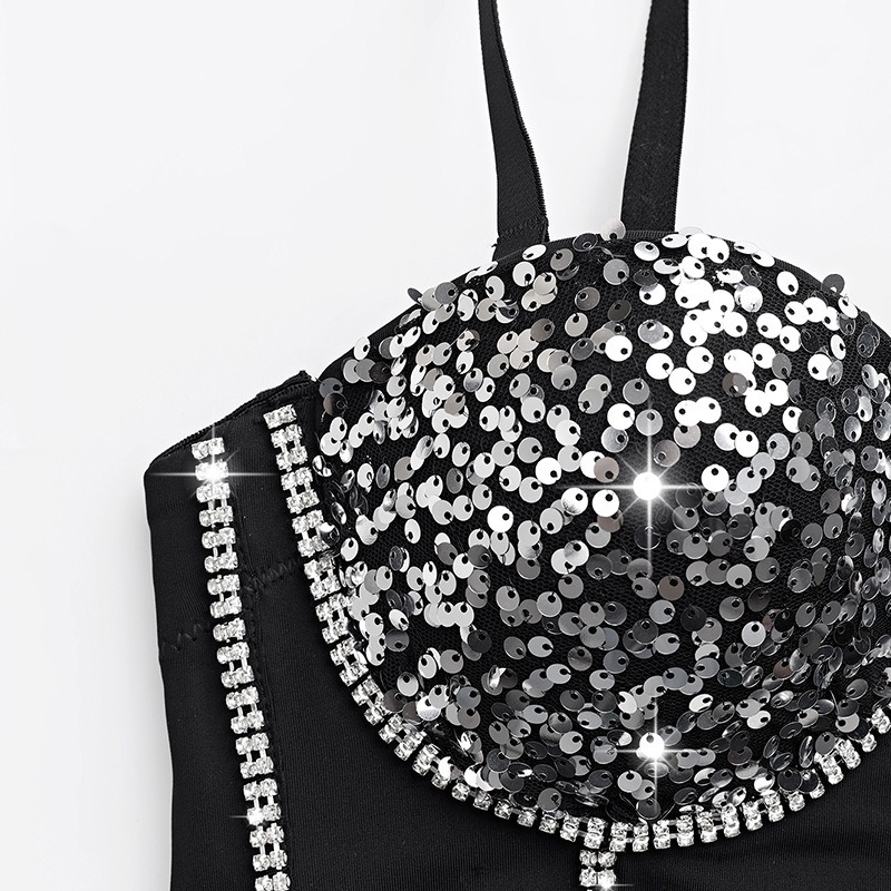 Women's Inner and Outer Wear Rhinestone Bra - Image 5