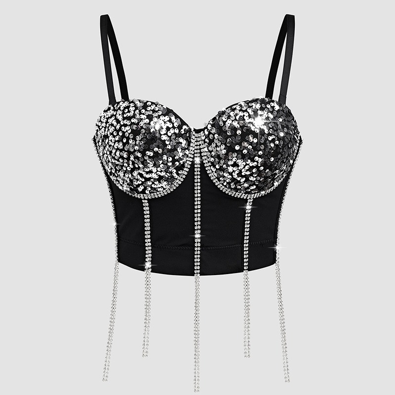 Women's Inner and Outer Wear Rhinestone Bra - Image 6