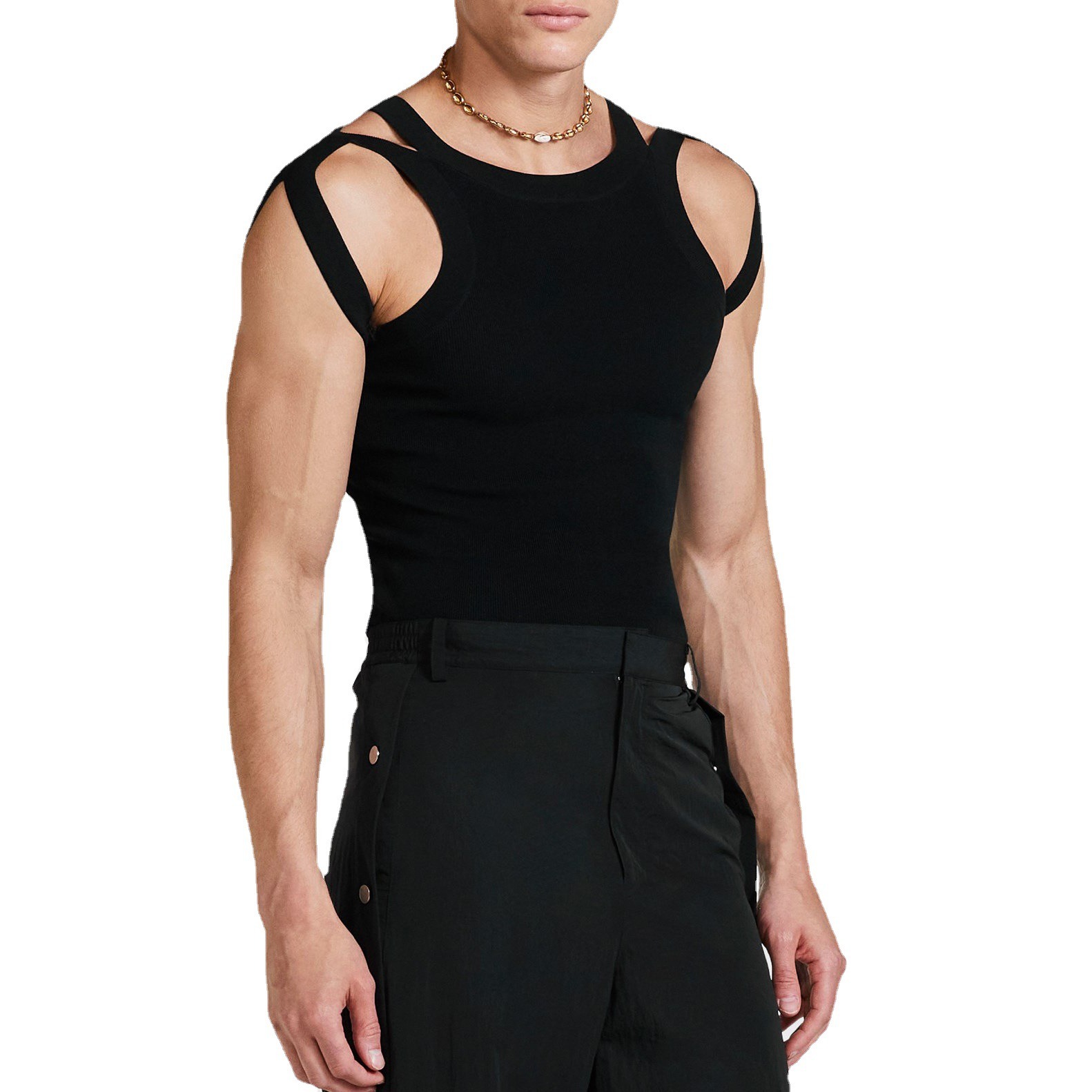 Slim Knit Sleeveless Vest for Men, Elastic Fitted - Image 5