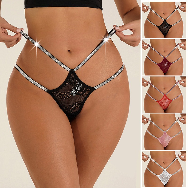 Double thin low waist thong lace underwear
