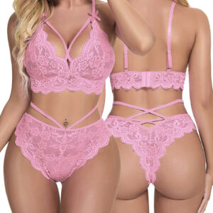 Hollow out suspender and see through mesh Lingerie