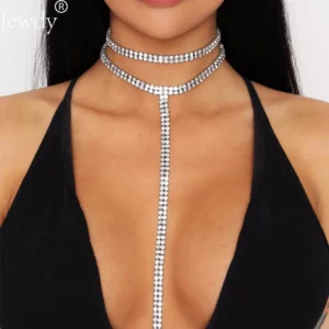 Rhinestone Double Choker Necklaces Wedding Jewellery